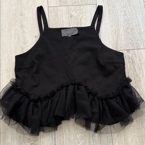 Anthropologie Black Ruffled Tank Top size S